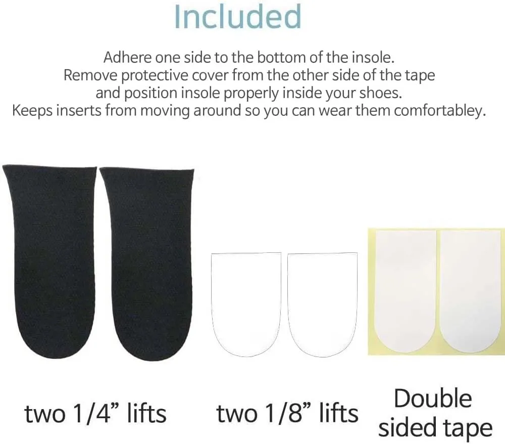 12mm(1/2 Inch) Limb Leg Length Discrepancies LLD Heel Inserts Insoles (2 Medium Rights) Black