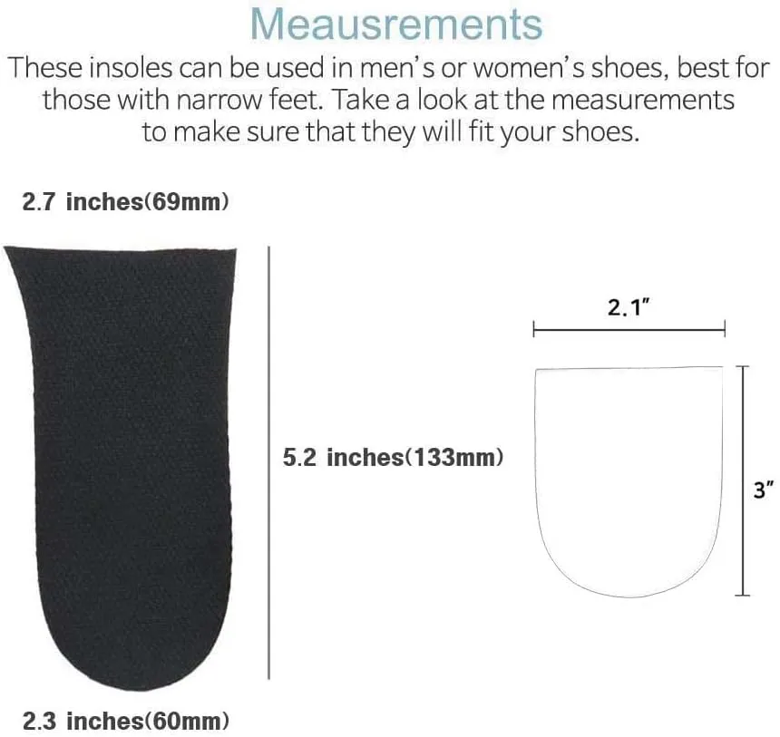 12mm(1/2 Inch) Limb Leg Length Discrepancies LLD Heel Inserts Insoles (2 Medium Rights) Black