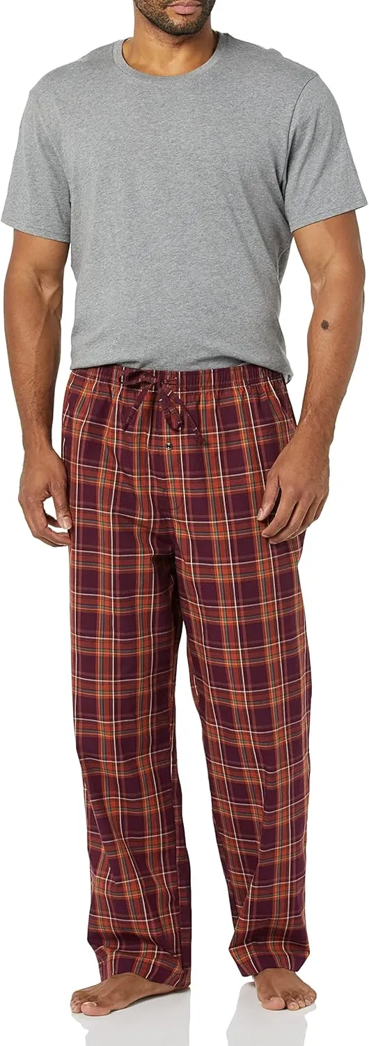 Amazon Essentials Men's Straight-Fit Woven Pajama Pant with Pockets