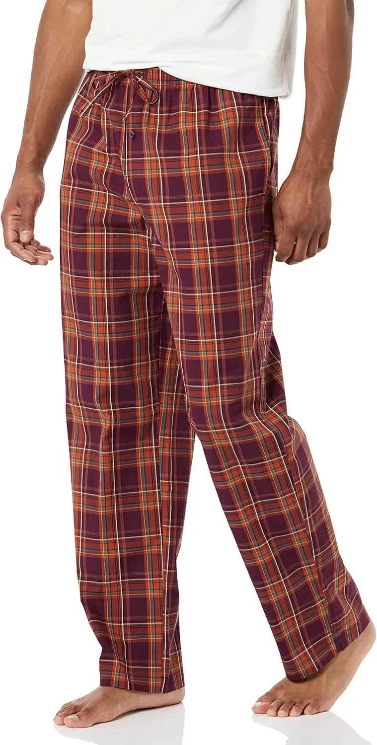 Amazon Essentials Men's Straight-Fit Woven Pajama Pant with Pockets