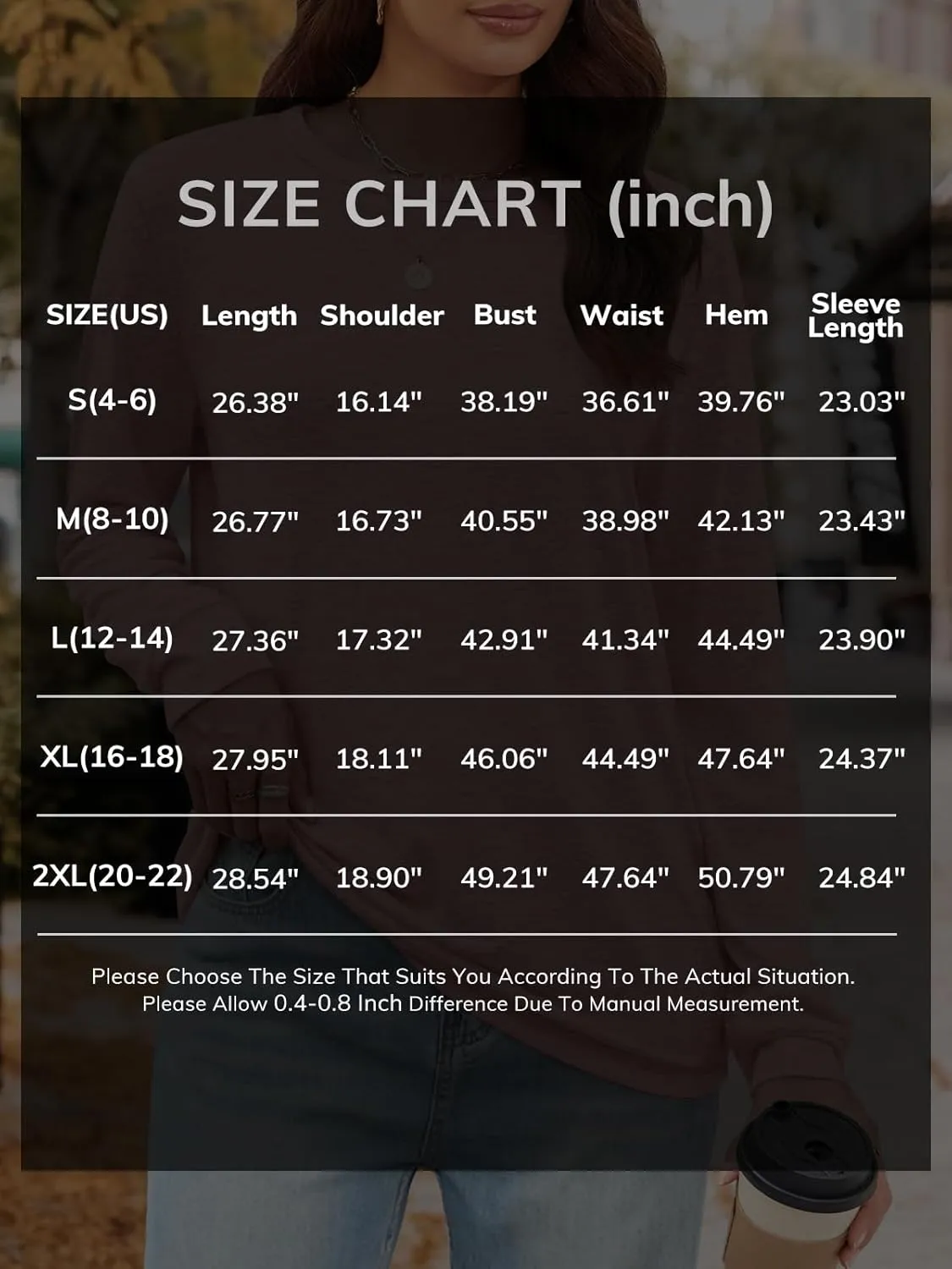 ATHMILE Women's Long Sleeve Shirts Casual Loose Fit Tees Solid Color Oversized Basic Tops Business Casual Outfits