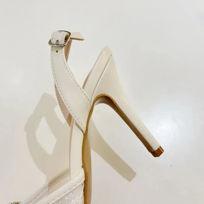 Butterfly-knot Pointed Toe Slingbacks Buckle Strap Shoes