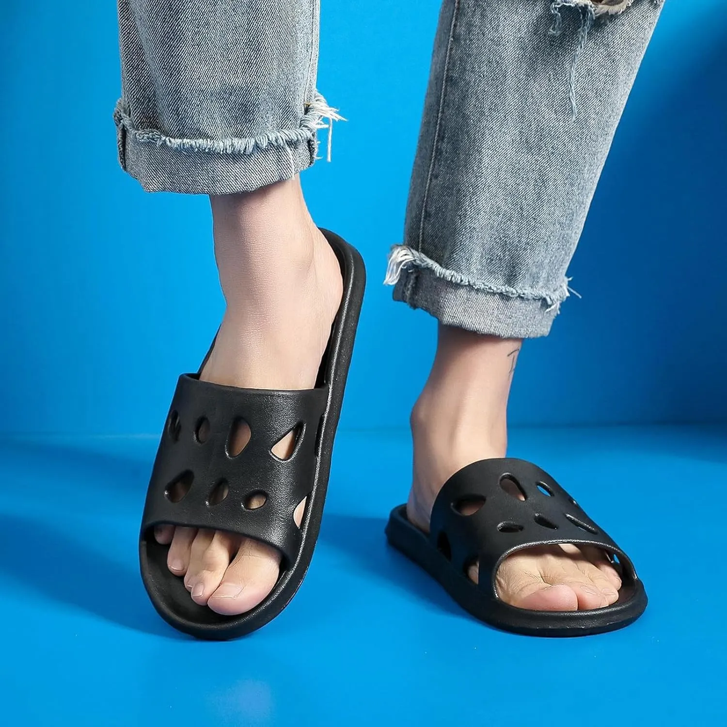 FINLEOO Shower Shoes for Women Men, Comfortable Quick Drying Pool Slides, Non-Slip Beach Sandals Arch Support Bathroom Travel College Dorm Shower Slippers