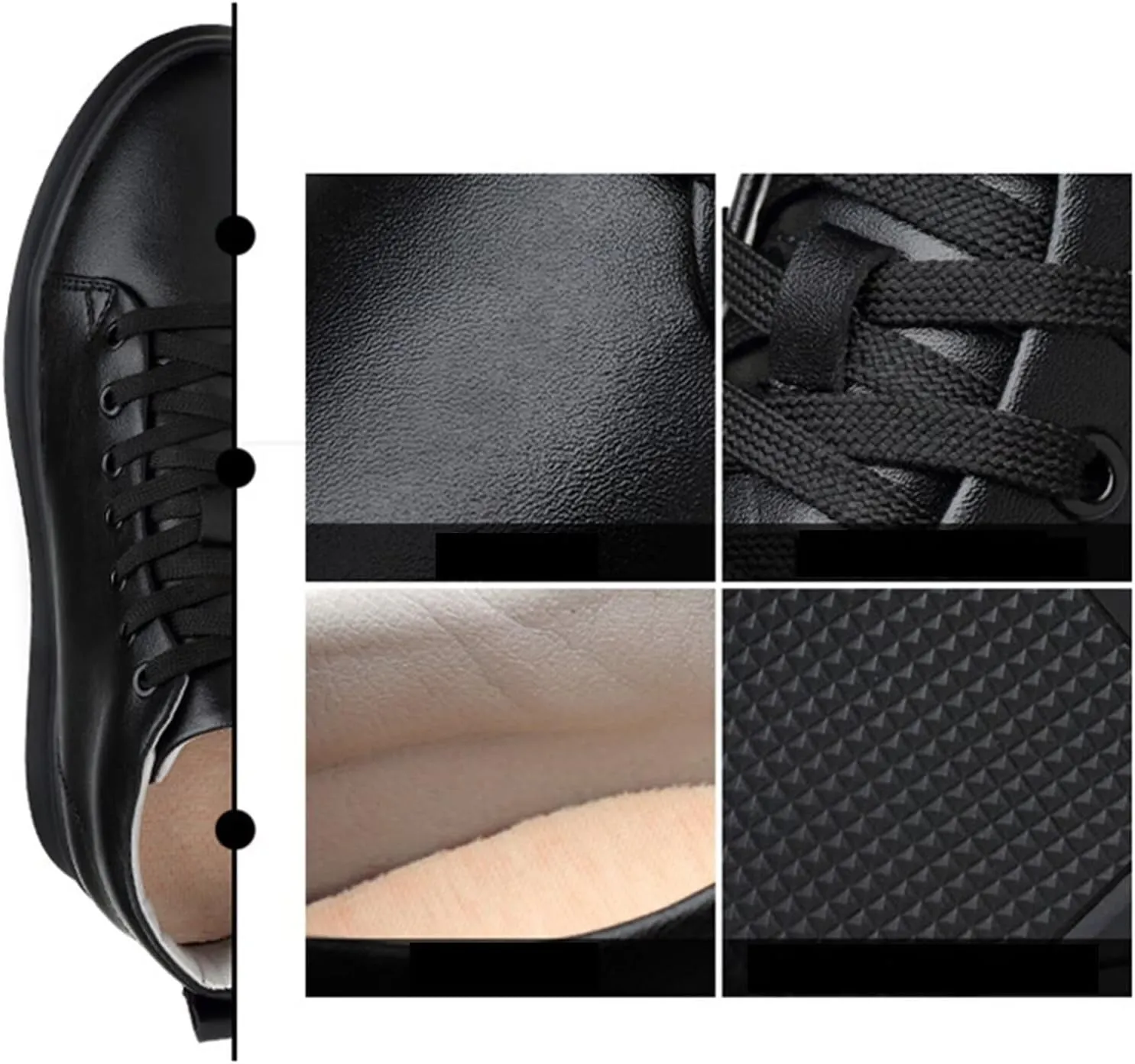 Men's Invisible Height Increasing Elevator Shoes 2.36" Height-Boosting Formal Dress Shoes Lace-Up Fashion Mid-Top Elevator Trainer Shoes