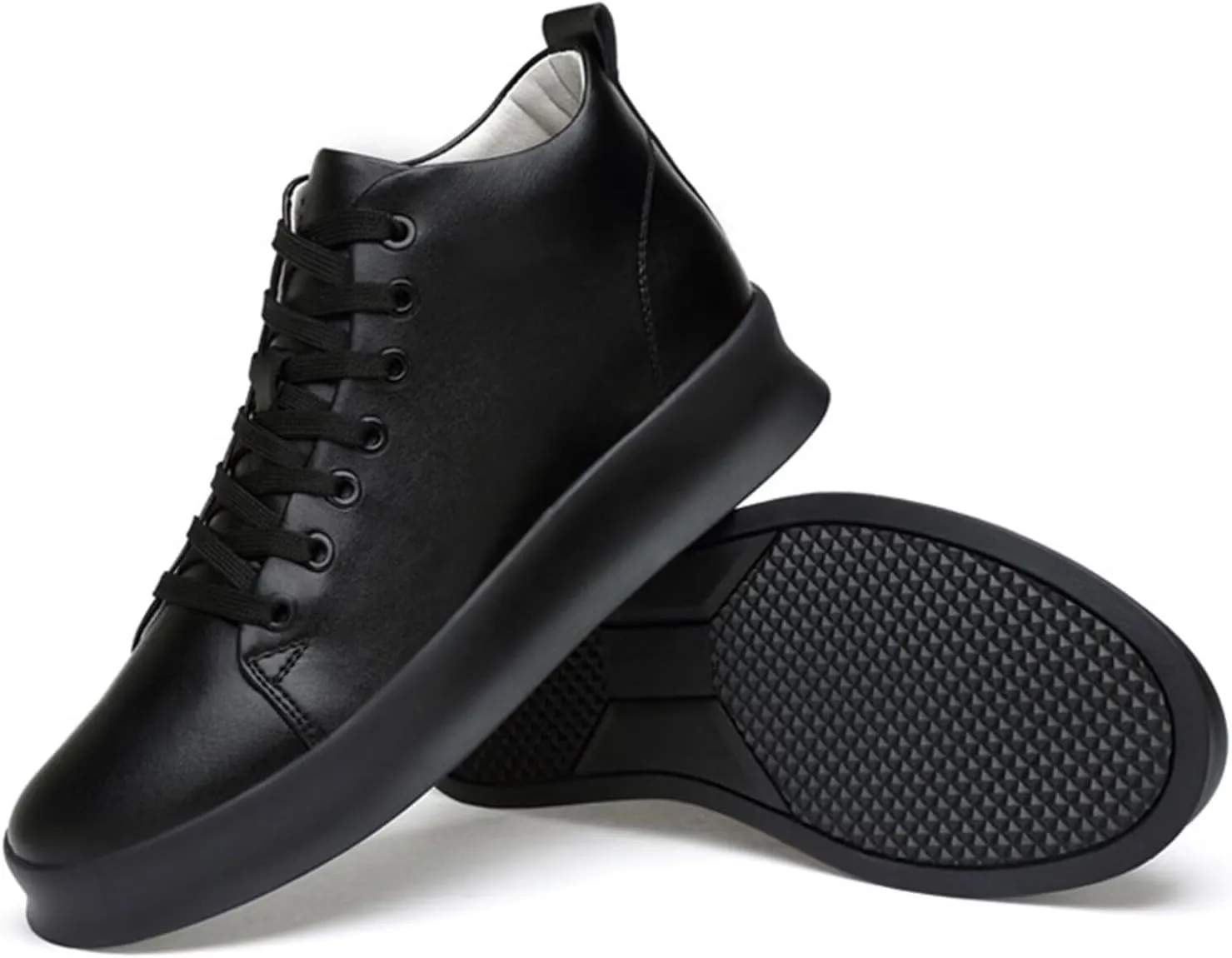 Men's Invisible Height Increasing Elevator Shoes 2.36" Height-Boosting Formal Dress Shoes Lace-Up Fashion Mid-Top Elevator Trainer Shoes