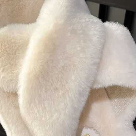 Non-slip Thick-sole Crossover Fuzzy Slippers