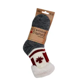 Northern Comfort Kid's "Canada Flag" Small Sherpa-Lined Grip Slipper Socks