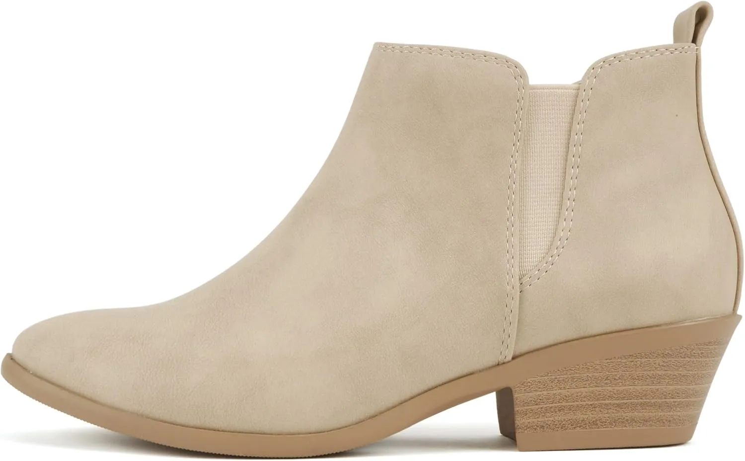 Soda CHARMER ~ Women Pointed Toe Elastic Gore Low Heel Ankle Bootie with Zipper Closure