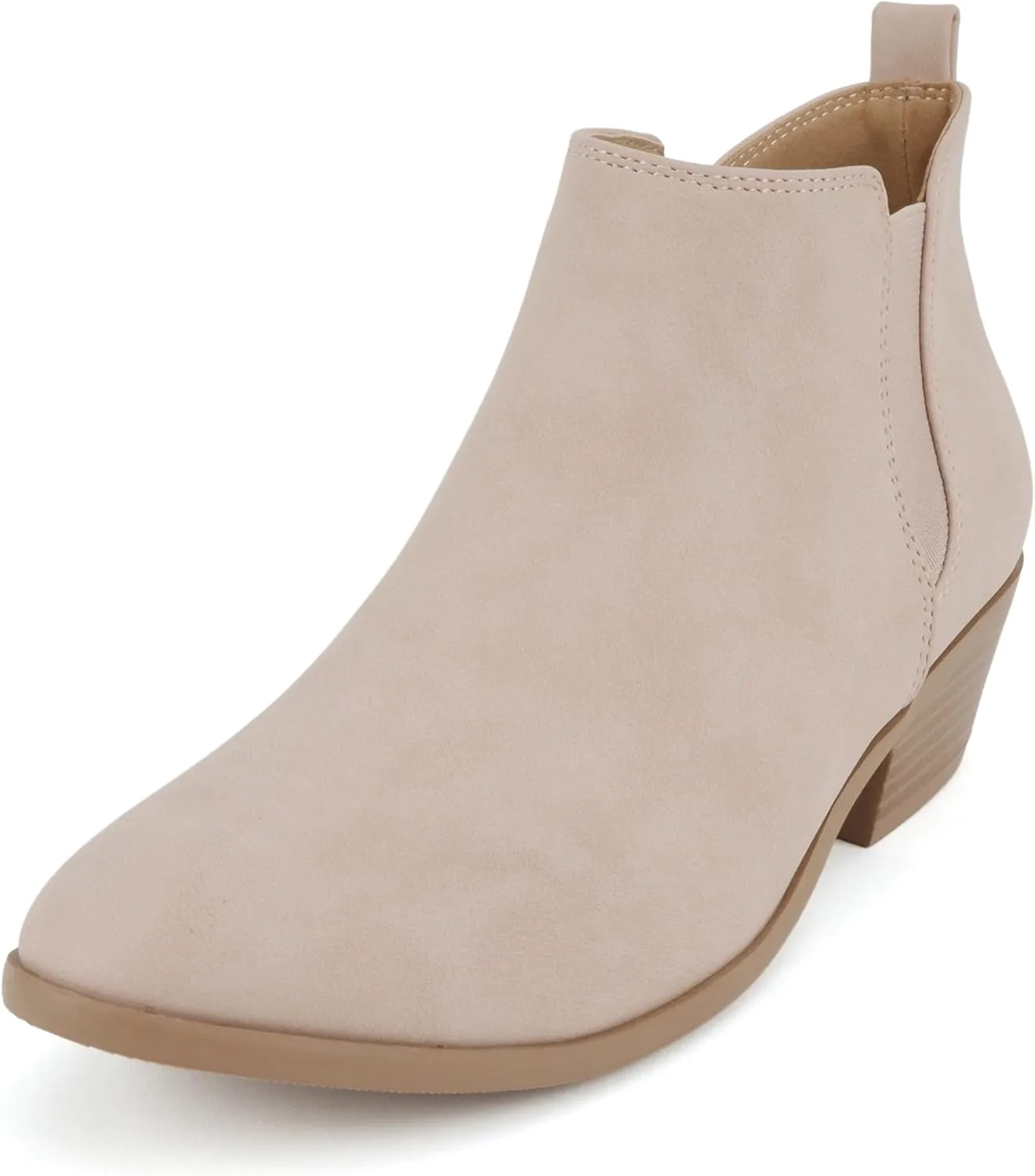 Soda CHARMER ~ Women Pointed Toe Elastic Gore Low Heel Ankle Bootie with Zipper Closure