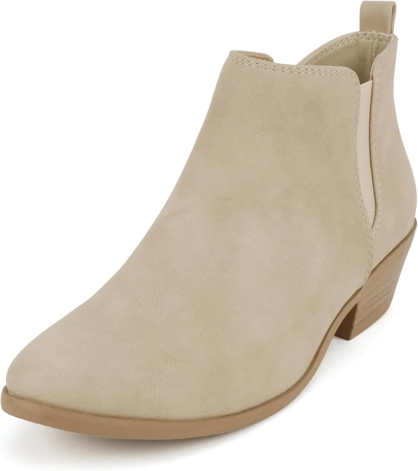 Soda CHARMER ~ Women Pointed Toe Elastic Gore Low Heel Ankle Bootie with Zipper Closure